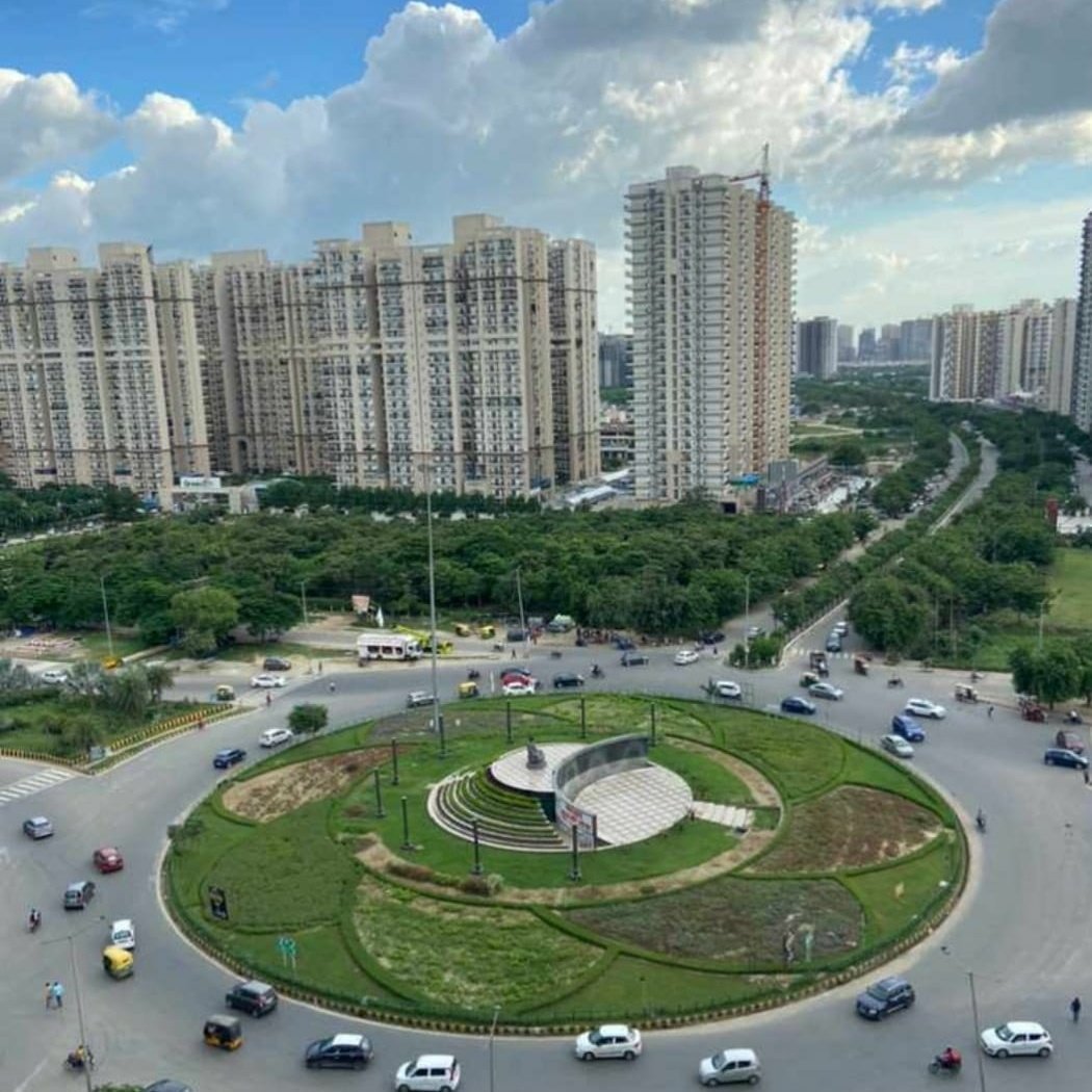 Noida Extension skyline and roundabout